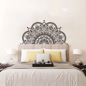 Mandala wall decal sticker for bedroom headboard with black geometric pattern