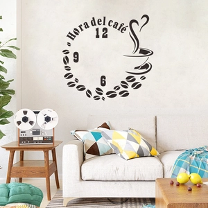 Creative coffee time wall sticker featuring Hora del café text and coffee cup design