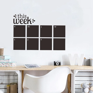Minimalist Black Weekly Planner Wall Sticker Removable PVC Chalkboard Decal For Home Office School Schedule Organization