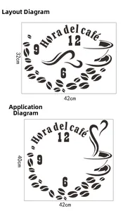 Detail of coffee theme wall sticker showing the layout diagram and finished application