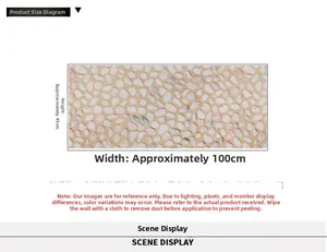 Detailed size chart for 3D pebble pattern self-adhesive wallpaper measuring 45cm by 100cm