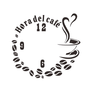Detail of coffee time wall sticker featuring cups and beans in a clock layout