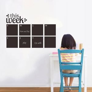 Self-adhesive blackboard wall sticker with this week planner for home office and kids room