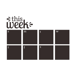Macro view of the this week chalkboard wall sticker with seven daily planners