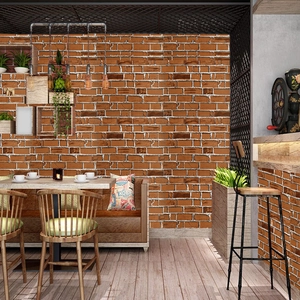 Self-adhesive 45cm retro red brick wallpaper for vintage industrial home decor