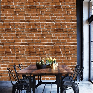 Self-adhesive red brick wall sticker for 3D retro industrial home decor and renovation