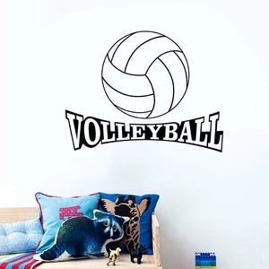 Minimalist black volleyball wall decal with large text for modern sports room decor