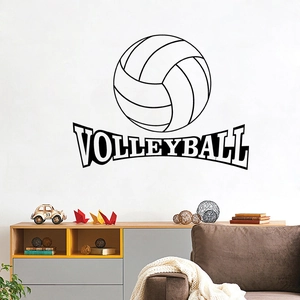 Minimalist black volleyball wall sticker with text for living room and bedroom decor
