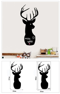 Detailed size specifications for a black moose animal chalkboard wall decal sticker
