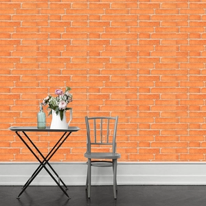 Self-adhesive orange brick pattern wallpaper for modern industrial home wall decoration
