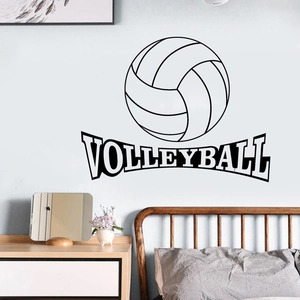 Modern black vinyl volleyball wall decal with bold lettering for bedroom wall decoration