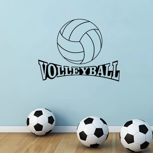 Black vinyl volleyball wall sticker with stylized text for sports room wall decor