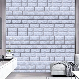 3D self-adhesive white brick wall stickers with textured foam for home decor
