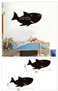 Cartoon shark blackboard wall sticker for kids rooms in 28x60cm and 27x85cm sizes