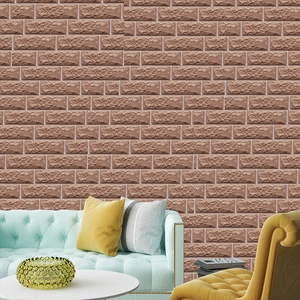 3D brown brick wall tile stickers self-adhesive wallpaper for living room decor