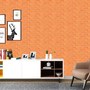 Self-adhesive orange brick 3D wallpaper for living room and bedroom decoration
