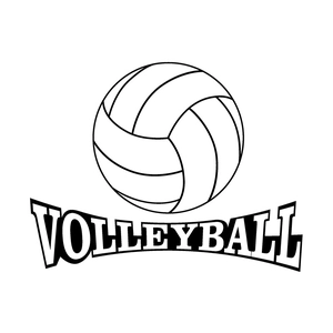 Detail of volleyball wall sticker featuring black vector ball graphic and text