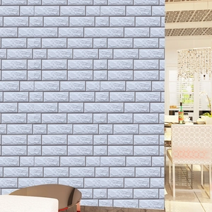 Self-adhesive 3D white brick wall panel wallpaper for living room decor and home renovation
