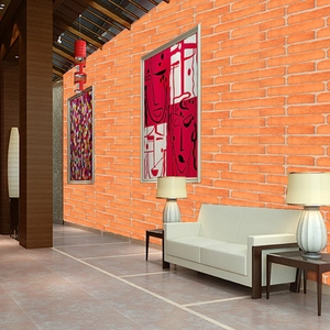 3D orange brick texture self-adhesive wallpaper for living room wall decoration