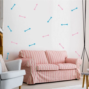 Nordic minimalist arrow wall decals in pink and blue for modern kids room home decor