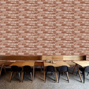 Self-adhesive 3D retro brown brick wallpaper for industrial style interior wall decor