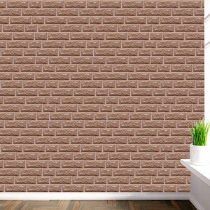 Self-adhesive 3D brick wall stickers in brown for living room wall decoration