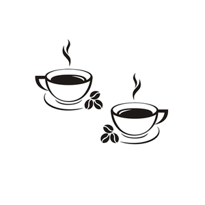 Detalle de pegatinas de pared de tazas de café creativas con arte lineal negro minimalista