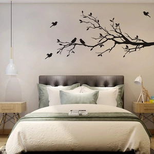 Minimalist Black Branch Birds Wall Sticker PVC Self-Adhesive Removable Vinyl Decal For Living Room Bedroom Home Decor Art