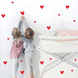 Nordic minimalist red heart wall stickers for kids room decor in eco-friendly PVC material