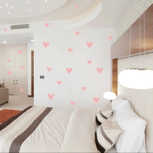 Pink heart-shaped wall stickers for kids' bedroom and minimalist home decor