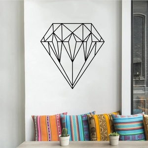 Modern black geometric diamond wall sticker for living room and bedroom home decor