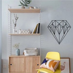 Modern black geometric diamond wall sticker for minimalist living room and bedroom decor