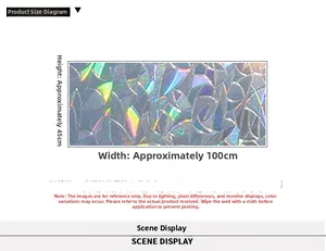 Dettaglio della pellicola per vetri a prisma 3D con dimensioni 45x100cm e riflessi