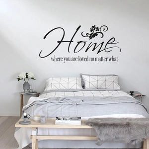 Sticker Mural Amovible en PVC Citation Home Décoration de Fond pour Chambre Salon Noir Lettrage Floral Sticker Mural