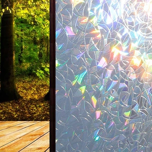 Pellicola per Privacy Finestre 3D Arcobaleno Adesivo per Vetri Statico Senza Colla Motivo Irregolare Decorazione Bagno Casa