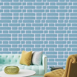 Modern 45cm blue brick pattern self-adhesive wallpaper for living room wall decoration