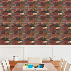 Self-adhesive 3D red brown vintage brick wallpaper for living room industrial decor