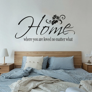 Sticker mural Home where you are loved avec fleurs pour décor de chambre