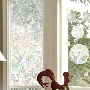 Pellicola statica per vetri effetto arcobaleno con motivo a mosaico irregolare decorativo