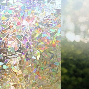 Pellicola decorativa 3D per vetri effetto arcobaleno con motivi geometrici privacy