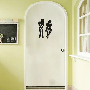 Funny stick figure restroom sign wall decals for bathroom door decoration