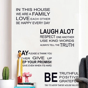 In This House English house rules PVC wall sticker with family love quotes for home decor