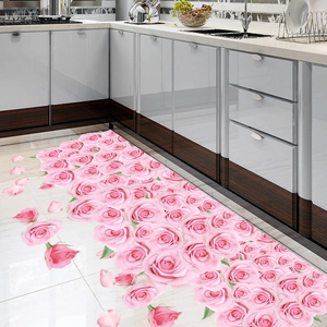 3D Romantische Rosa Rose Blume Wandaufkleber PVC Wasserdicht Abnehmbare Bodenaufkleber Für Schlafzimmer Wohnzimmer Badezimmer Home Dekor