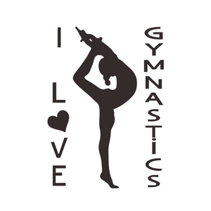 Detailed view of black silhouette wall sticker showing a gymnast in backbend balance pose