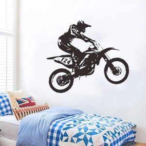 Removable Off-Road Motorcycle Rider Silhouette Wall Sticker DIY Sports Decal For Boys Bedroom Kids Room Home Decor