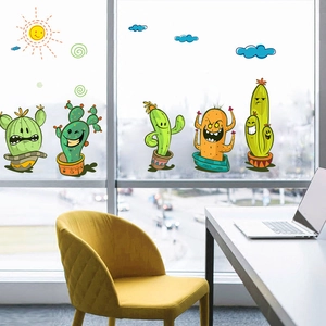 Wandsticker Set mit Kaktus Motiven und Wolken für Kinderzimmer und Büro Dekorationen