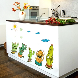 Lustige Kakteen-Wandtattoo-Set mit niedlichen Gesichtern für die Kinderzimmerdekoration