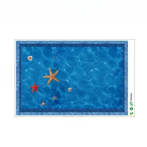 Detailed layout of ocean wall sticker featuring starfish and shells, 60cm by 90cm size