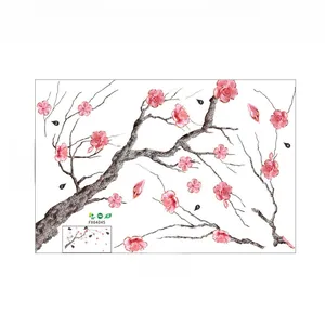 Detailed layout of Chinese plum blossom wall stickers, 40x60cm pink flower decals