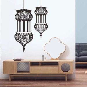 Adesivi murali con lanterne nere moderne per un elegante arredamento medio orientale